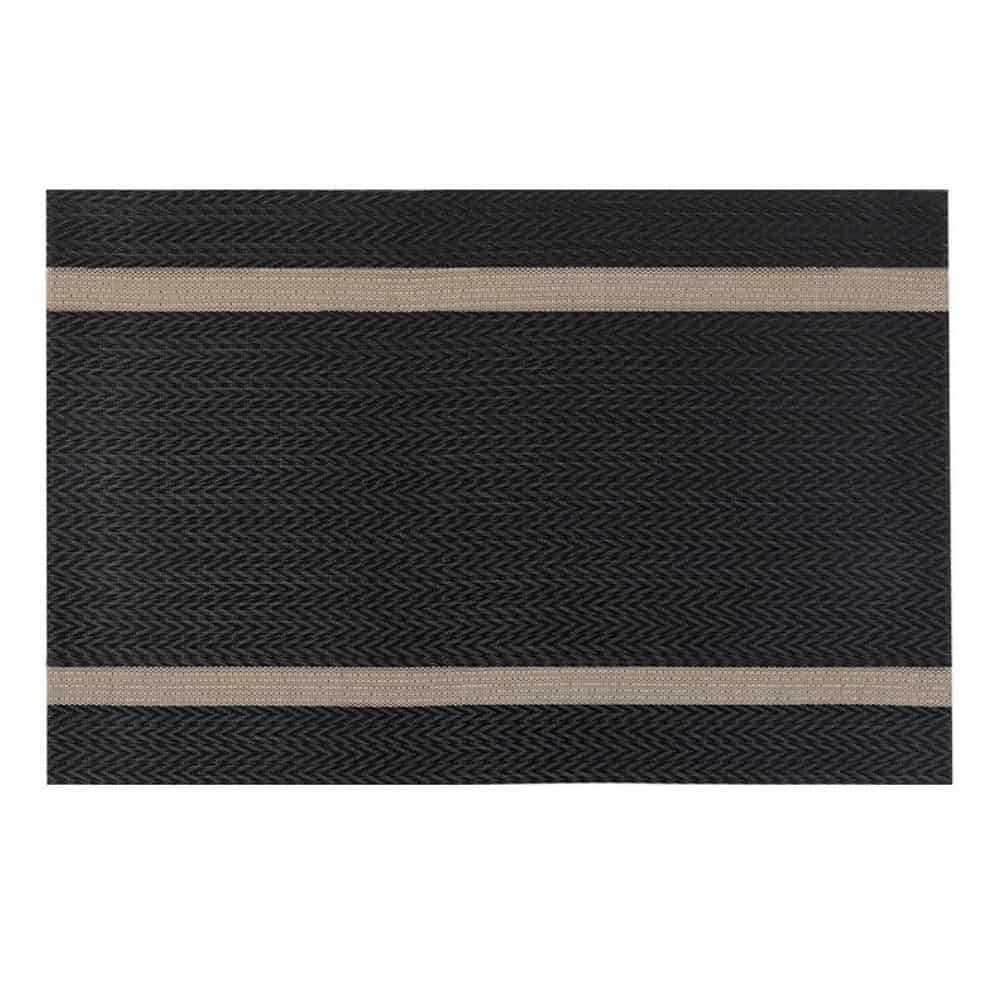 30x45 cm siyah balıksırtı ve bej şeritli PVC Amerikan servis